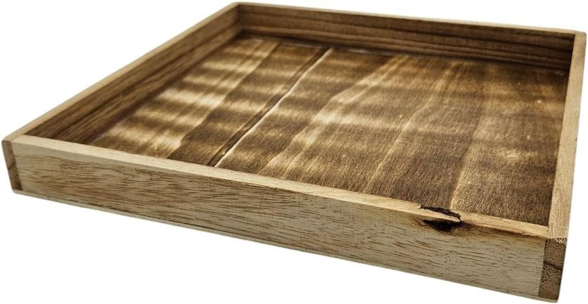 Houten Dienblad Decoratie Plateau Natuurlijk Bruin - Breedte: 26,5 cm