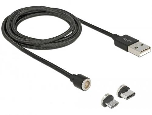 Delock USB-Kabel USB 2.0 USB-A Stecker, USB-C Stecker, USB-Micro-B Stecker 1.10m Schwarz 85723