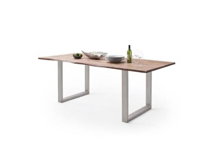 möbelando Baumkantentisch >Calabria< in Akazie Natur lackiert - 160x76,5x90 (BxHxT)