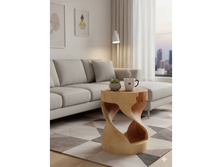 JVmoebel Beistelltisch Beiger Holz-Tisch für stilvolle Akzente im Wohnraum