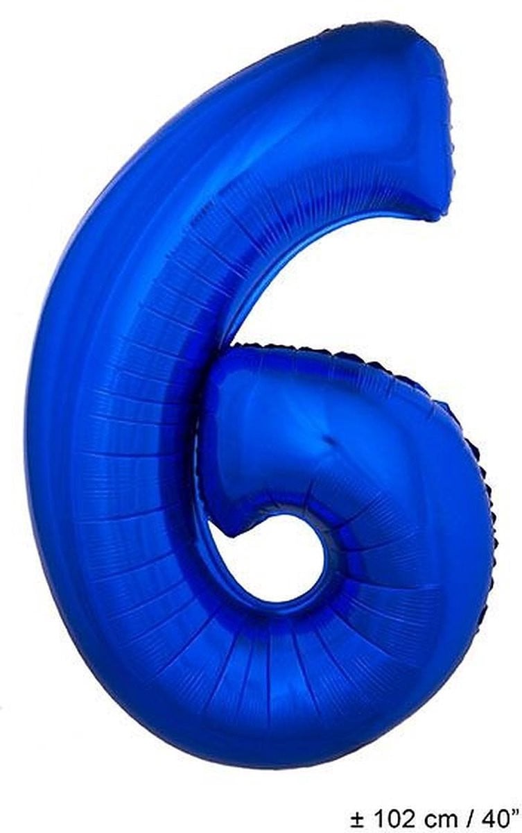 Folieballon Blauw Cijfer 6 Groot