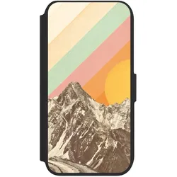 Nivocase Klapphülle für Apple iPhone 8 Handyhülle aus Kunst Leder NIVOflip schwarz Berg Retro Sonnenschein (Apple iPhone 8), Smartphone Hülle, Schwarz