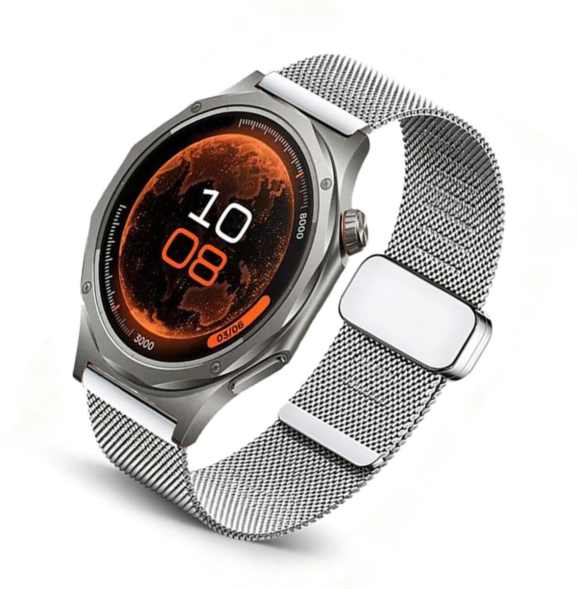INF 22mm Edelstahl-Milanese-Magnetarmband kompatibel mit OPPO Watch X2 und OPPO Watch X3 Silber