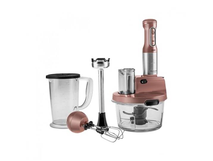 Karaca Mastermaid Küchenroboter aus Stahlglas, Langer Mixer, 2500 W, Rosegold