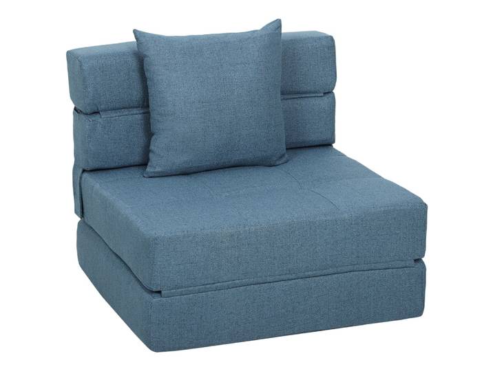 Fauteuil convertible chauffeuse coussin déhoussable tissu bleu foncé