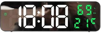 Uplift Treasures Large LED Digital Wall Clock With Temperature Display mirror Green Temp 9 Inch