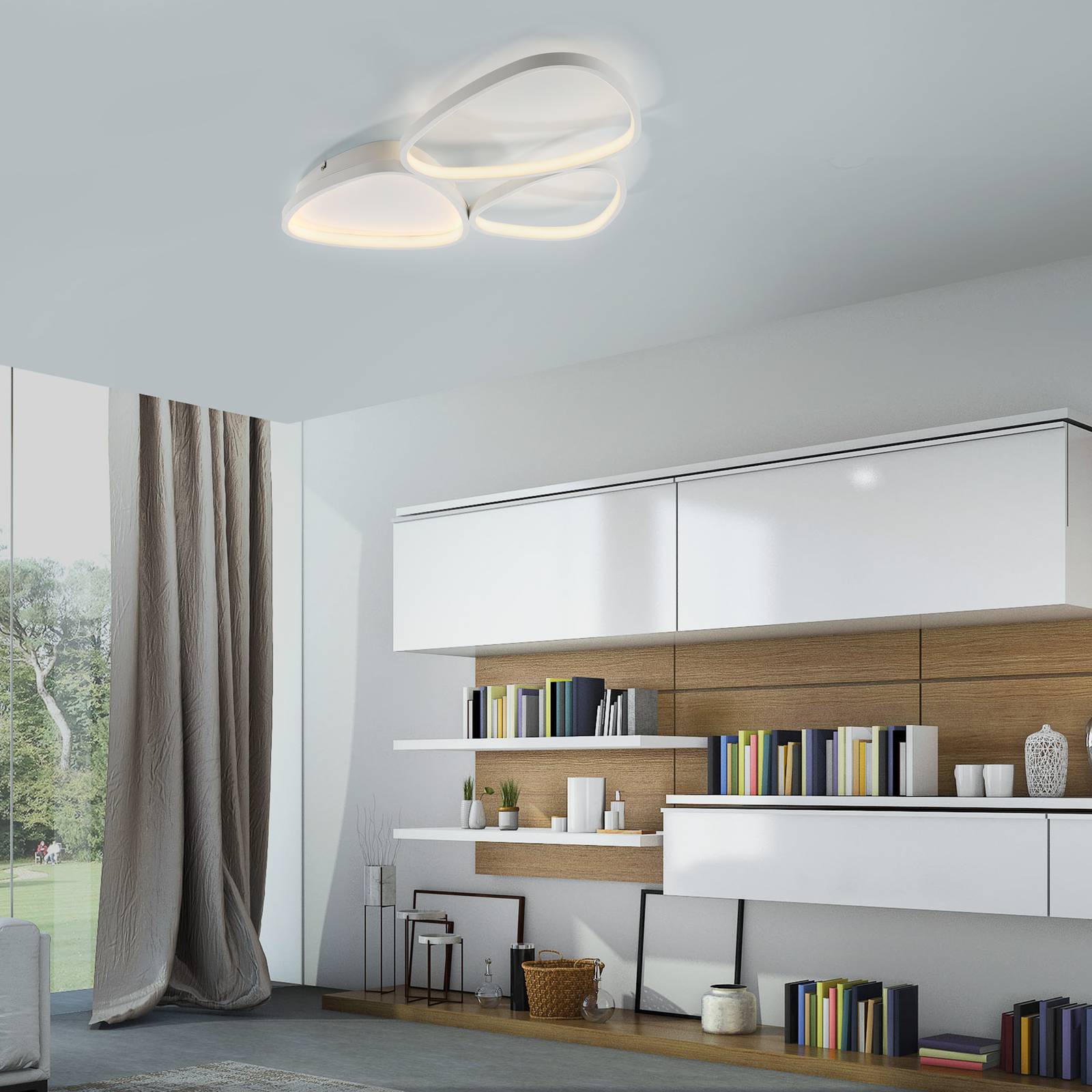 JUST LIGHT. GmbH Plafoniera a LED Pebbles, dimmerabile, Bianco / Opale, Corridoio, Metallo, Moderno, Plafoniera LED
