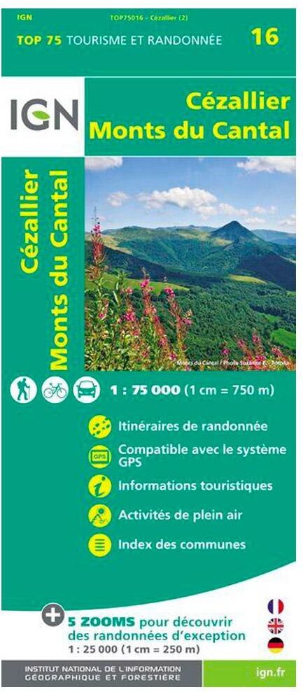 IGN  - TOP75016 Cezallier Monts Du Cantal - Carte