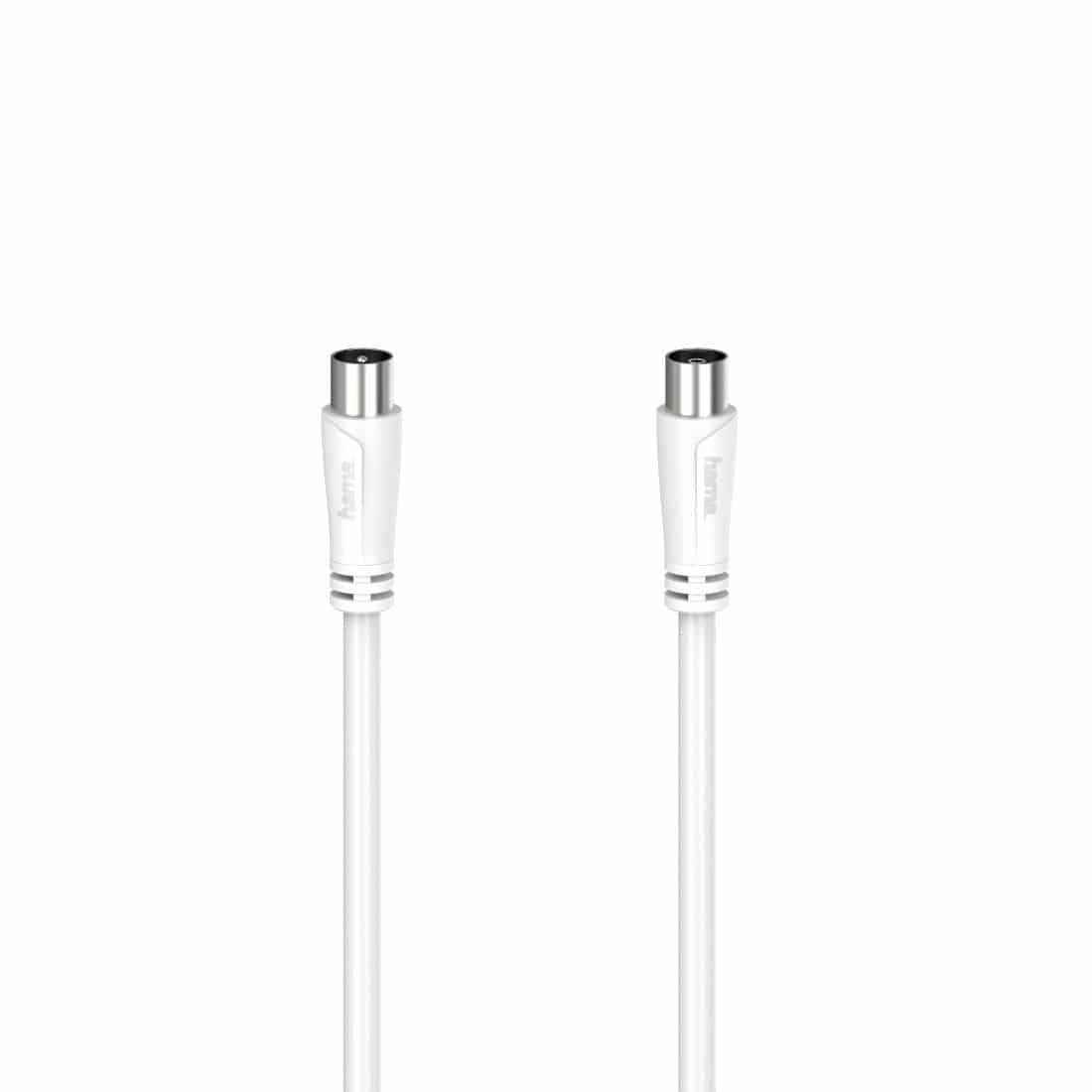 Hama Stecker Koax auf Koax Buchse 0,75 m 00205044 Antennen-Kabel (Weiß)