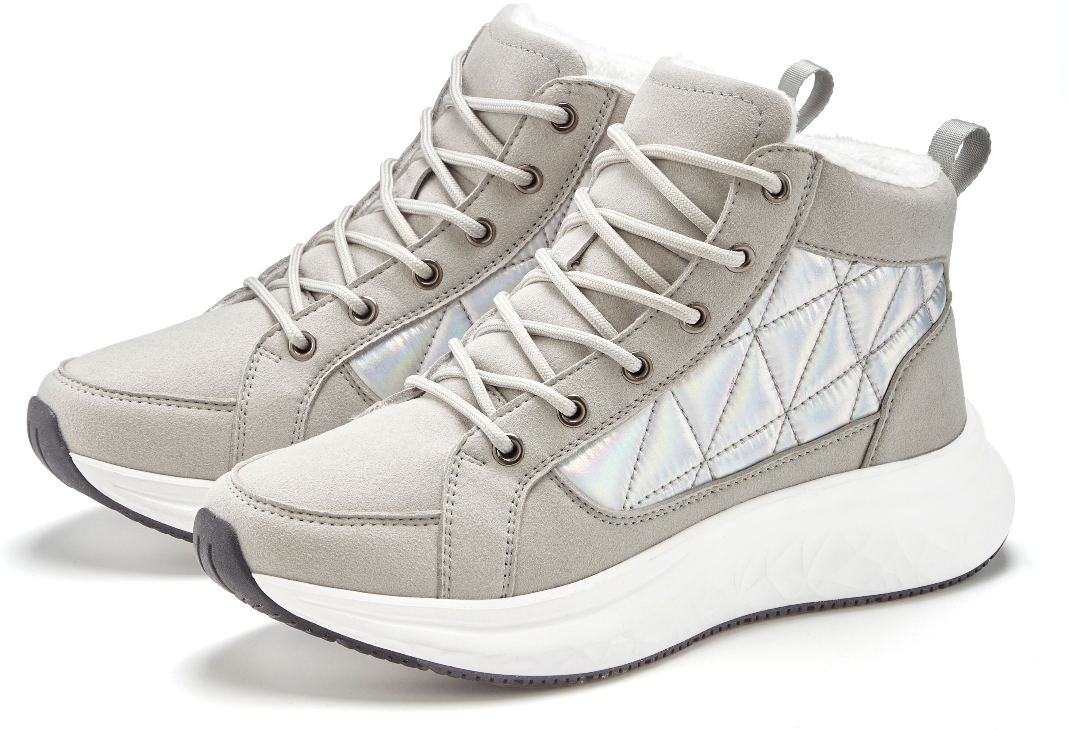 Stiefelette VIVANCE "Stiefel, Outdoorstiefel, Winterstiefelette", Damen, Gr. 42, Textil, grau, Obermaterial: 100% Lederimitat. Decksohle: 100% Textilmaterial. Futter: 100% Textilmaterial. Laufsohle: 100% Synthetik, metallic, unifarben, Basic, Schuhe Stief