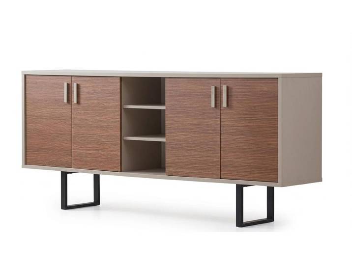 Xlmoebel Schrank-Set Stilvoller niedriger Schrank Brauner Holzschrank Arbeitszimmer modern