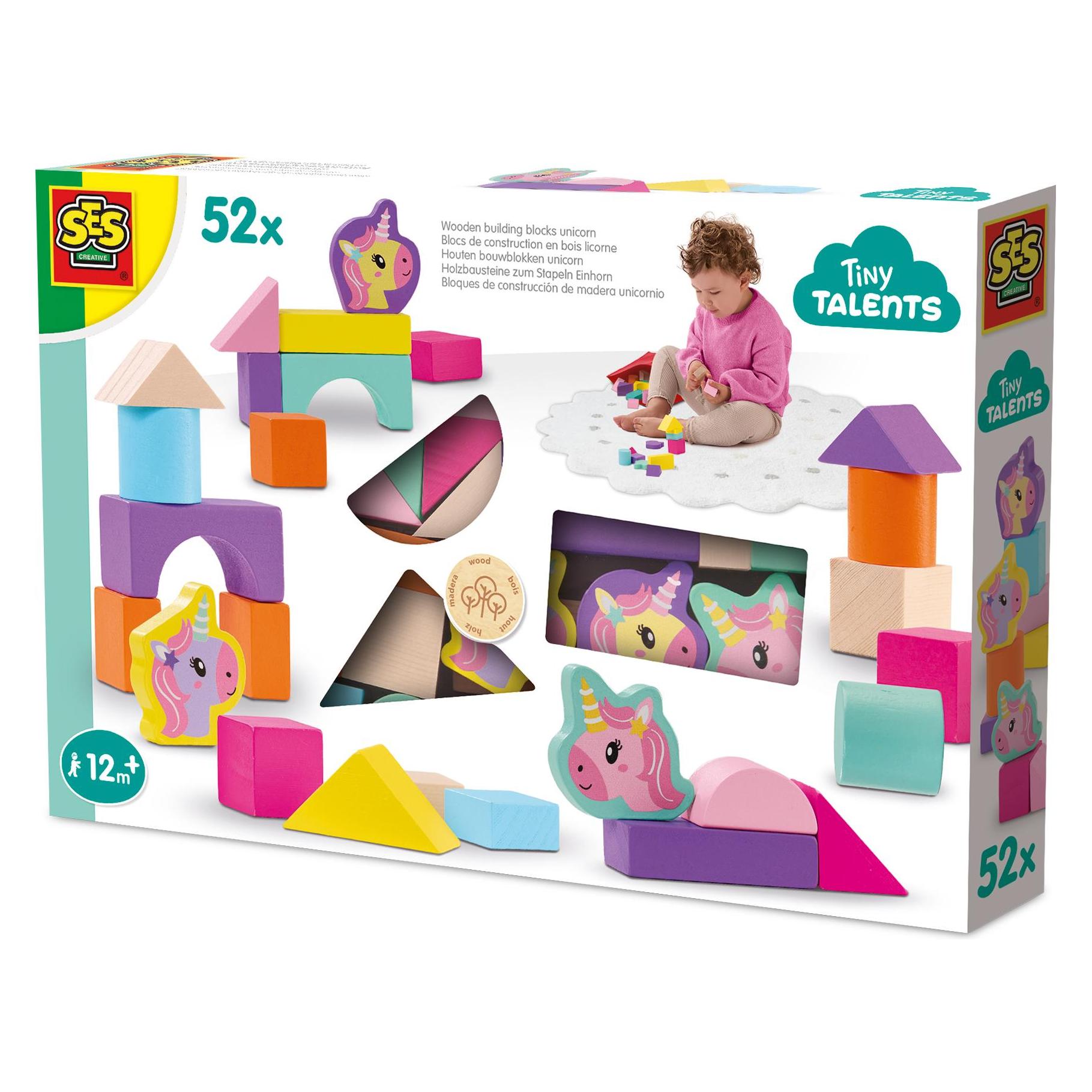 Ses Holzbausteine zum Stapeln Einhorn 52 Teile (13251)