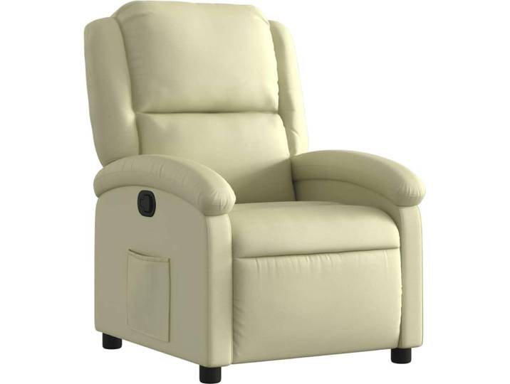 vidaXL Fauteuil relax Crème Cuir véritable