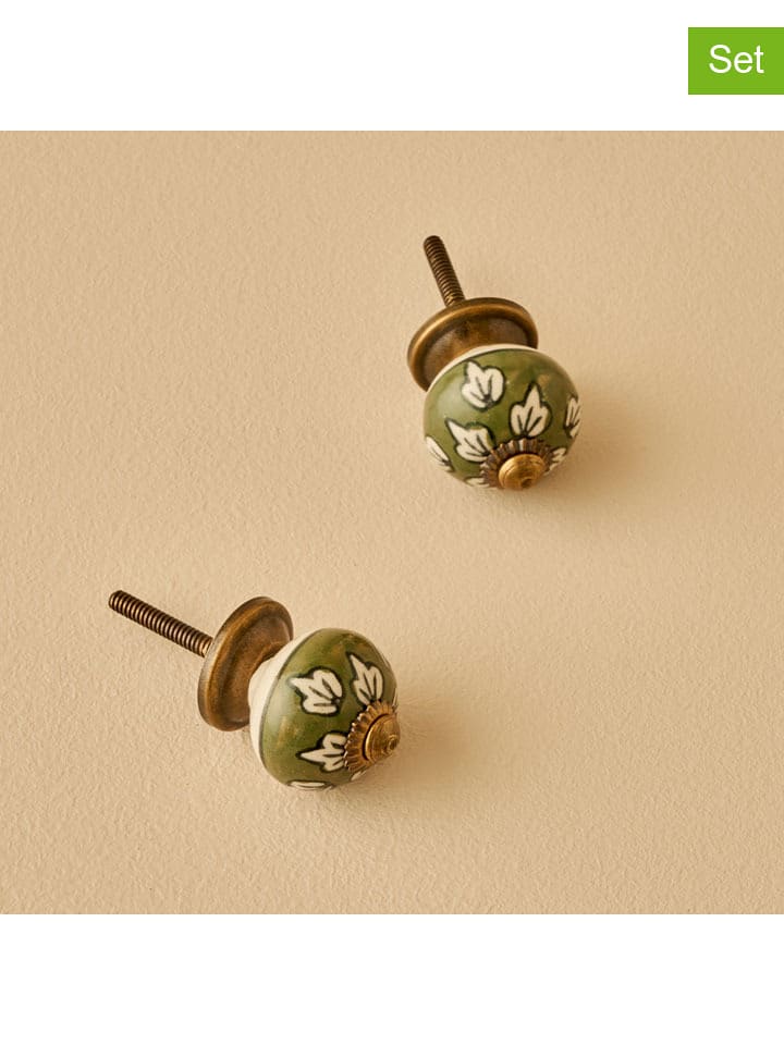 BELLA MAISON 2er-Set: Schrankgriffe ''Vera'' in Grün - (H)6,5 x Ø 3 cm - onesize