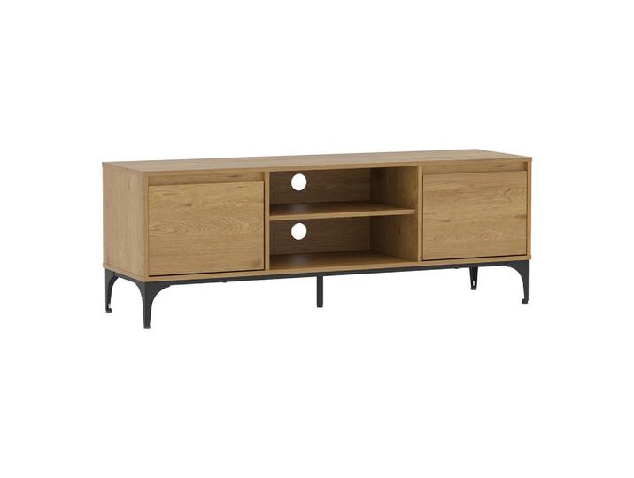 [en.casa] Tv-Element Kistiandi, Alteiche, Holzwerkstoff, Metall, 140x50x40 cm, Wohnzimmer, TV Möbel, Lowboards, Lowboards stehend