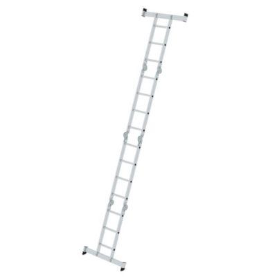 Munk Sprossen-Vielzweckleiter, Aluminium, Rechteckrohr-Holme, 4-fach gebördelte Sprossen, 150 kg Belastung, nivello® Traversen, 350 mm breit, 2x3 + 2x4 Sprossen