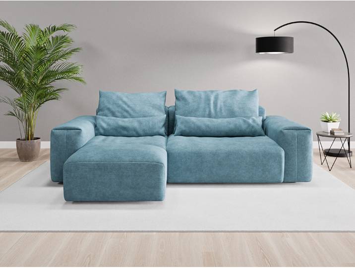 Ecksofa Denver Nr. 1 links - Blau (Fernblau) - Cordstoff