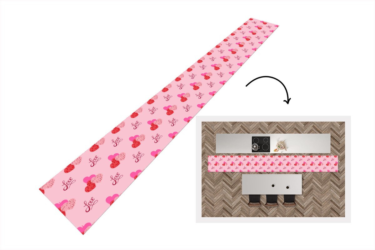 Keukenloper Love Design Vinyl - 400 x 50 cm