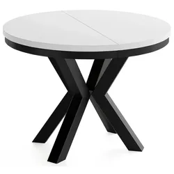 ESSTISCH Clara runder ausziehbarer, Weiß 100-180/100/76 cm