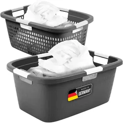 Wäschekorb 40L + Wäschewanne 40L , Wäschebox Set Wäscheeimer Wäschebehälter für Bad Wäsche Schmutzwäsche , Wäschekörbe Wäschewanne Laundry Basket Wäschetonne Korb Sammler Box