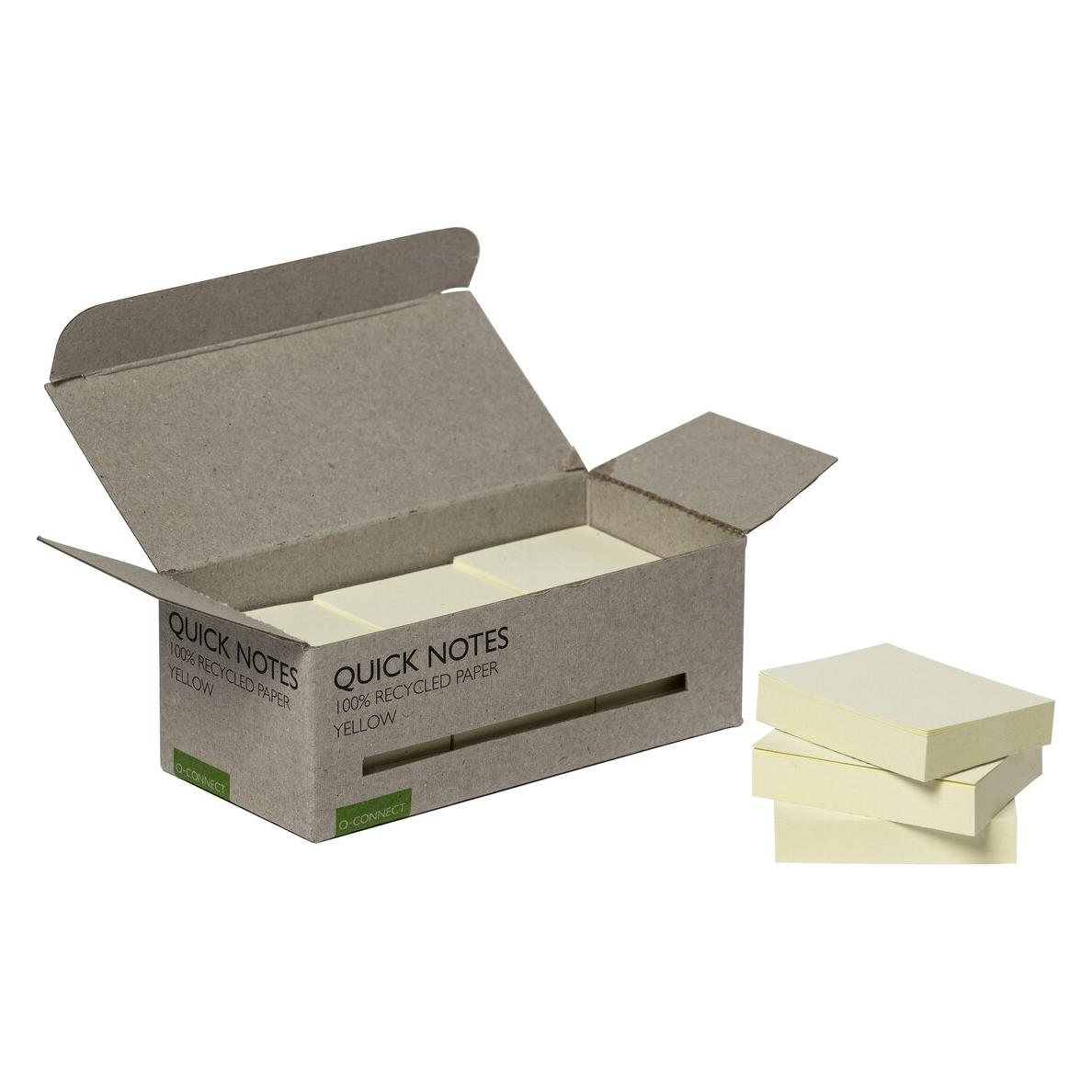 Q-Connect Haftnotizen Quick Notes Recycling Turm, gelb (38 x 51 mm) (KF17323)