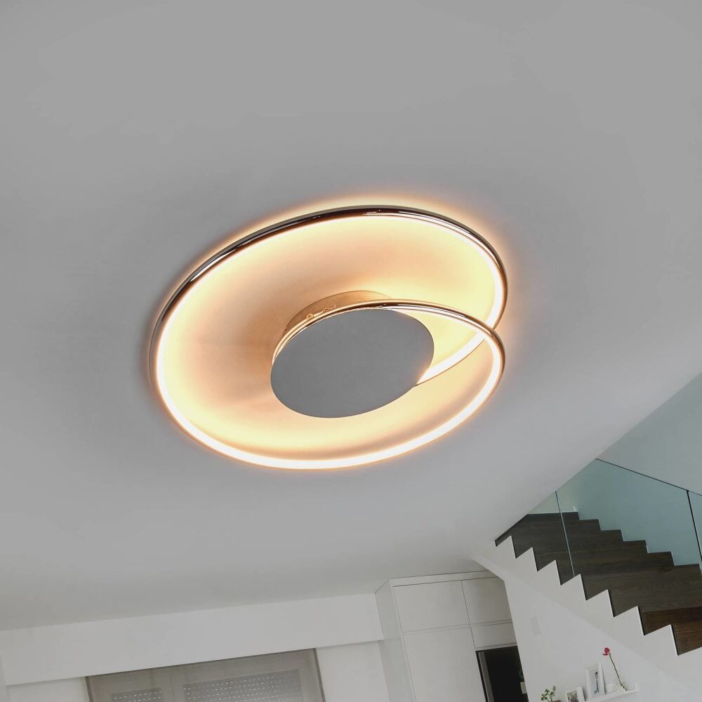 Lindby Plafonnier led en métal argent Argenté 45x5x45cm
