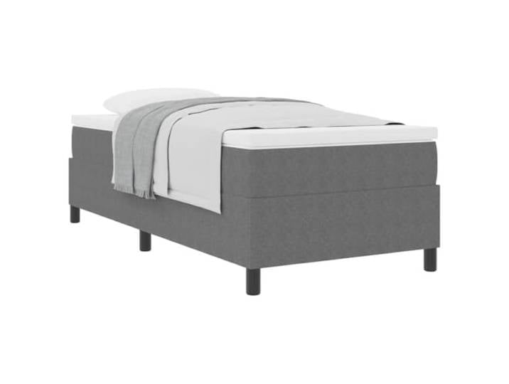 KTHLBRH Boxspringbett hellgrau und weiß 90 x 200 cm Technisches Holz, feste Latten, Matratze im Lieferumfang enthalten, Unterstützung 140 kg