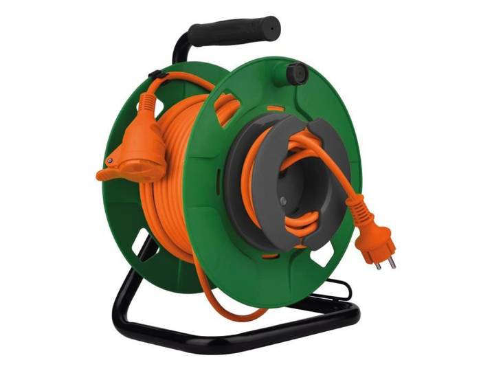 ZENITECH Dévidoir de tuyau de jardin IP44 - 1 prise 16A - 3G1\,5mm² - 35 m