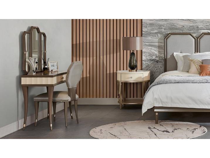 JVmoebel Schlafzimmer-Set Schminktisch mit Holzoberfläche und bequemen Stuhl, Made in Europa