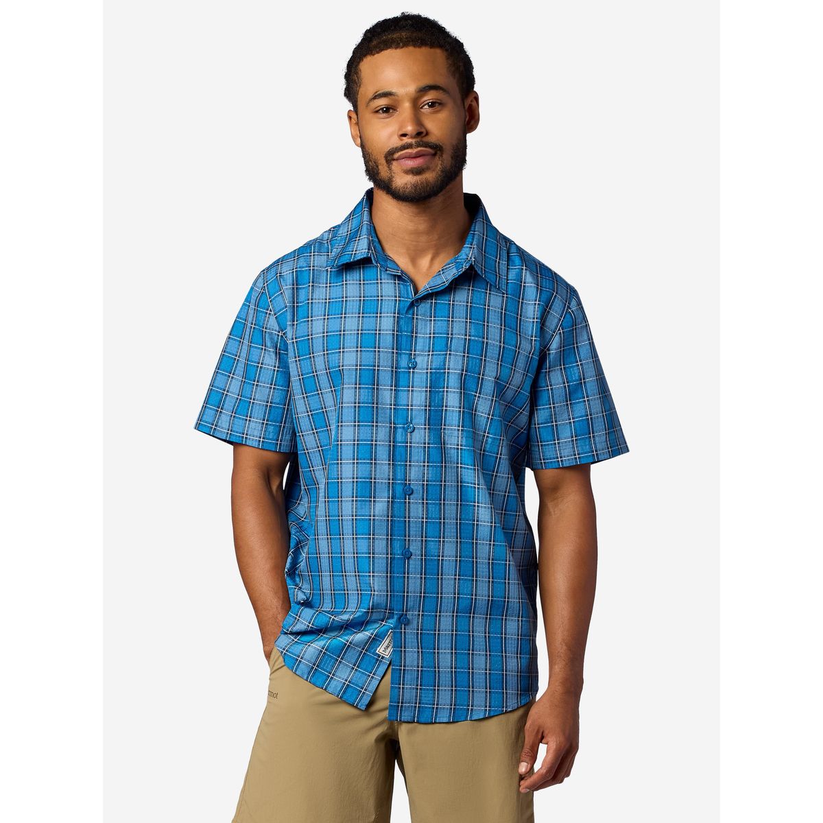 Marmot Airexchange Short Sleeve Shirt nautical blue ranger plaid (42547) M M16934-42547-M