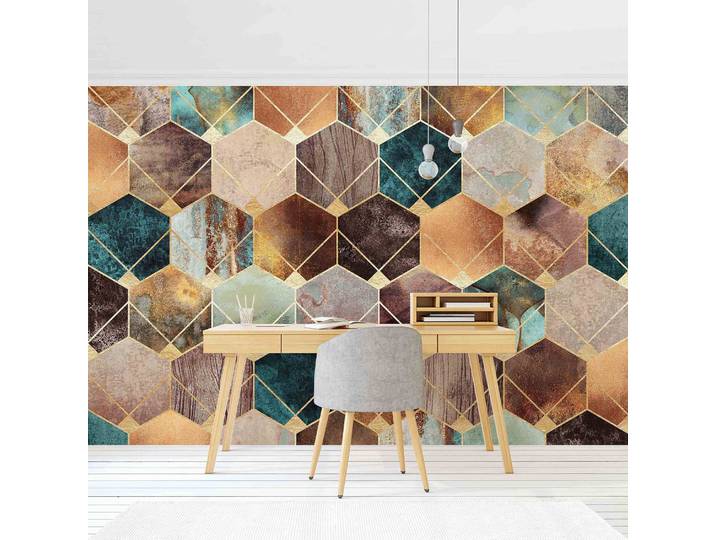 Vliestapete Türkise Geometrie 384 x 255cm 384 x 255 cm