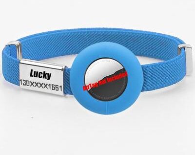 Uplift Picks Elastic AirTag Cat Collar With Custom Name Tag And Tracker Holder blue