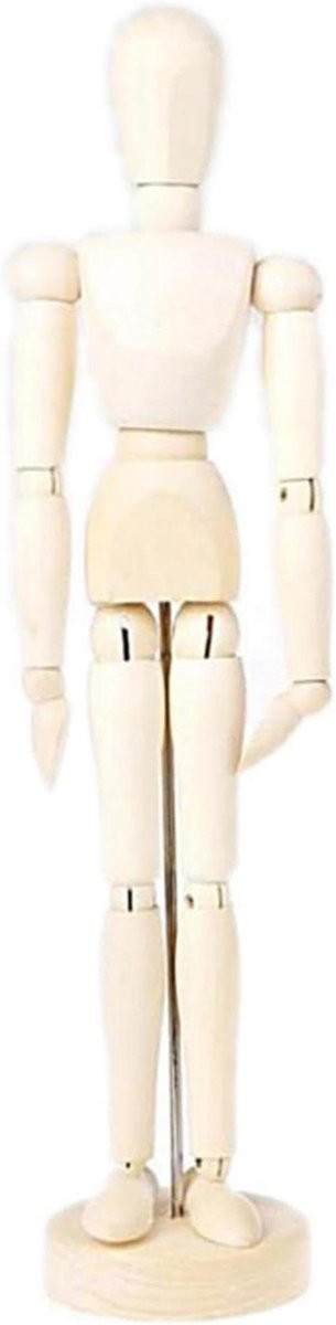 Houten Oefenpop Kunstenaarsmodel Figuur voor het Leren Tekenen met Beweegbare Gewrichten, Houtkleur, 20 cm