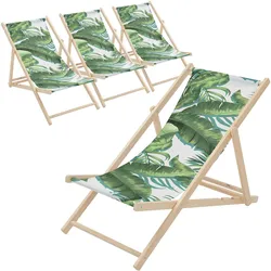 LIEGESTUHL 4er Set Tropical Grün-Weiß