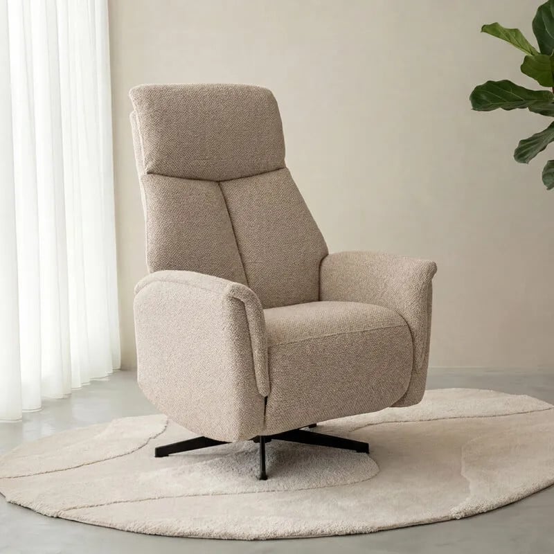 Label51 Fauteuil Helsinki Relax Fauteuil - Naturel - Royal Boucle - Manueel Verstelbaar