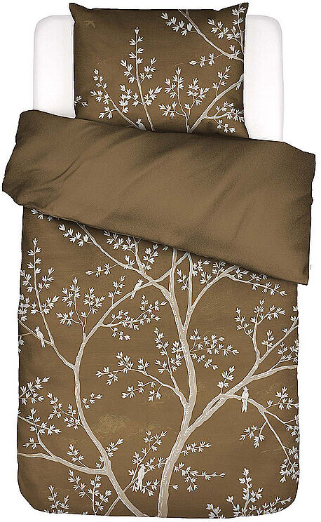 ESSENZA Satin Bettwäsche LUCIENNE 70x90cm/140x200cm Slate Brown hellbraun EG
