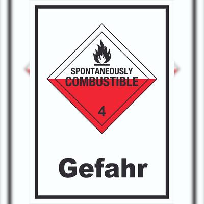 HB-Druck Schild Selbstentzündliche Stoffe Gefahr Spotaneously Combustible hochkant A6 (105x148mm)