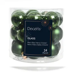 Christmas Decorations 24 Weihnachtskugeln 25mm Glas mini Christbaumkugeln Spiegelbeeren 3cm dunkelgrün