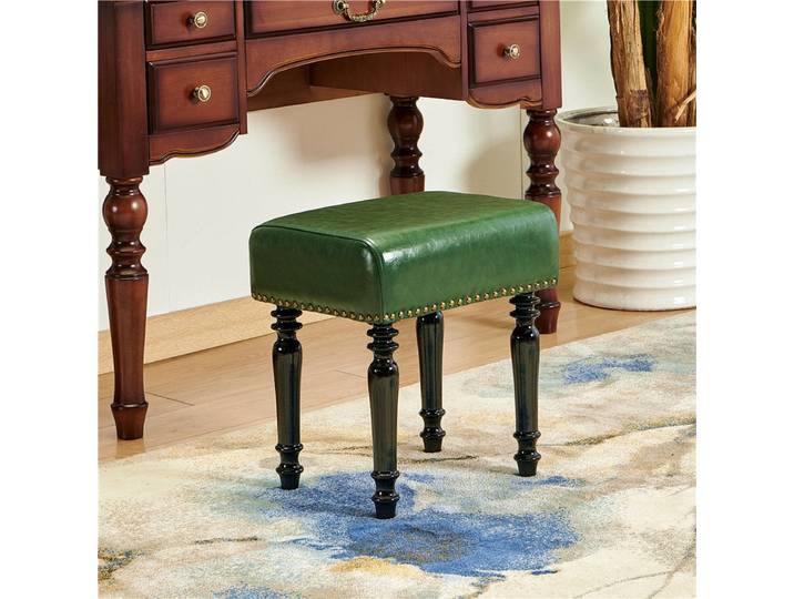 Tabouret de coiffeuse en cuir américain, tabouret de maquillage en bois massif, tabouret de manucure en bois massif, style célébrité internet