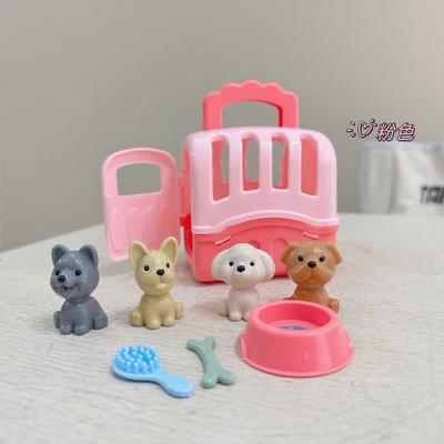 Uplift Picks Mini Pet Play House Pretend Play Cat Dog Kennel Bathtub Toy Set pink Dog
