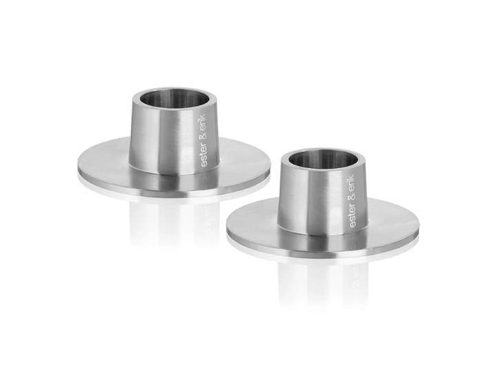 ester & erik - Kerzenhalter für Peitschenkerzen, ⌀ 6 cm, silber / matt (2er-Set)