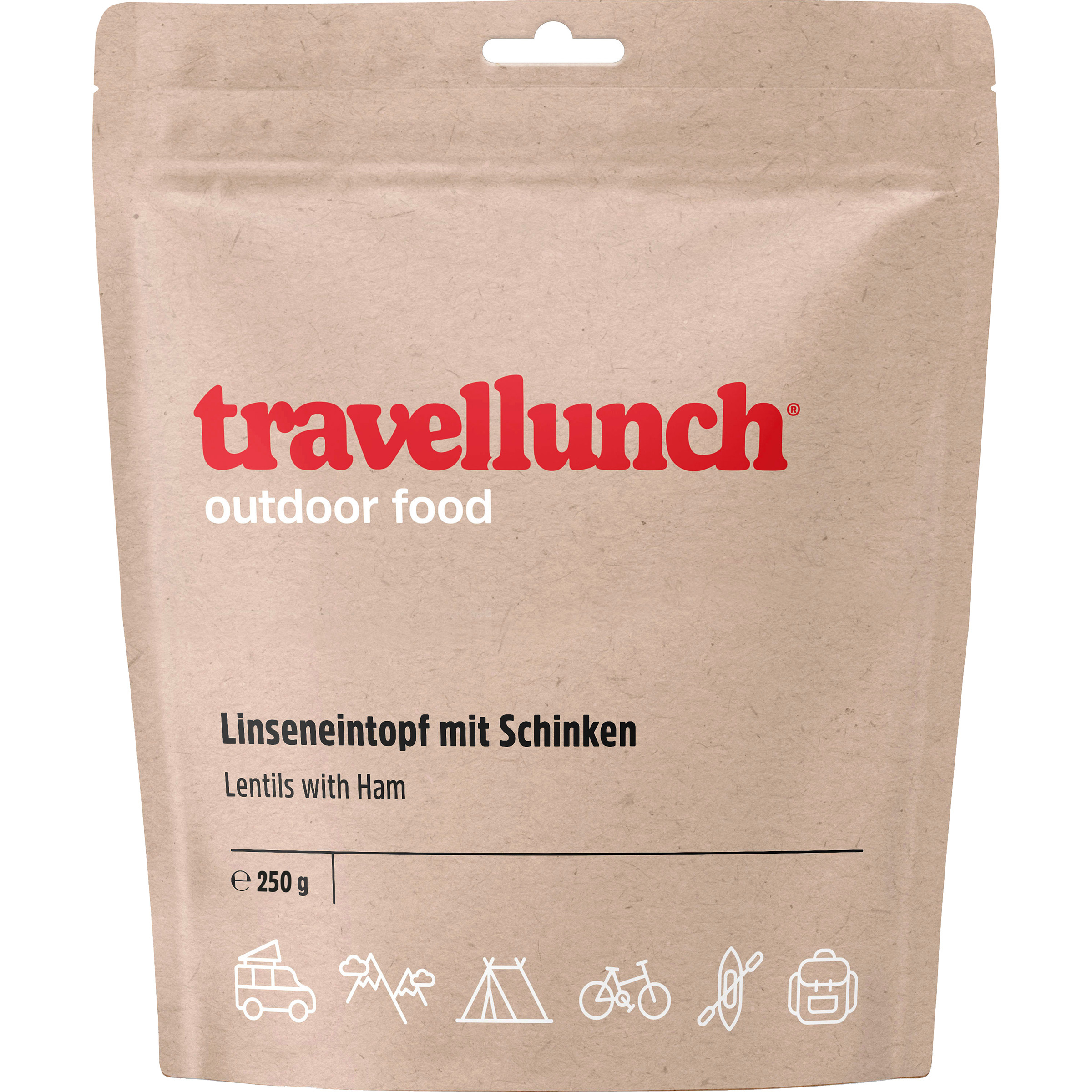 Travellunch Linseneintopf mit Schinken Trekkingnahrung Größe 250G