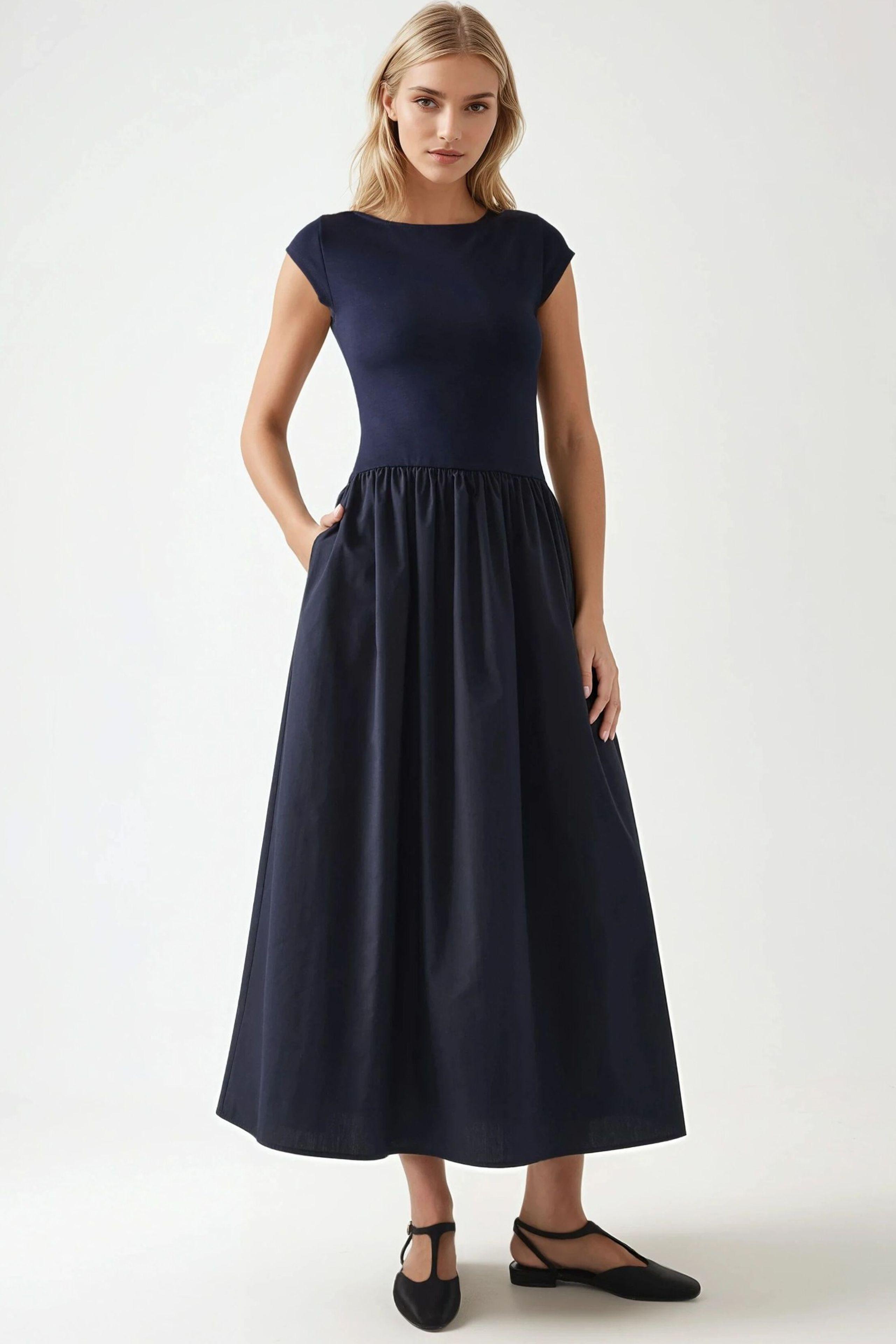 Kontrast Midi-Kleid