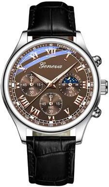 Friendly Fresh Finds Minimalist Mens Quartz Watch With Premium Brown PU Leather Strap black