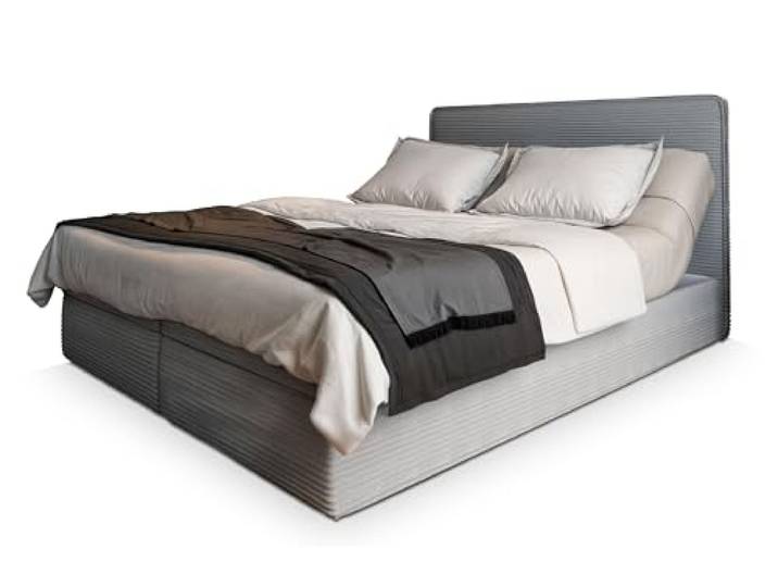 Masseno Boxspringbett Astor 200x200 cm Komplett-Set mit Matratze und Topper, Polsterbett mit Zwei Bettkästen -Hellgrau, Lincoln 86