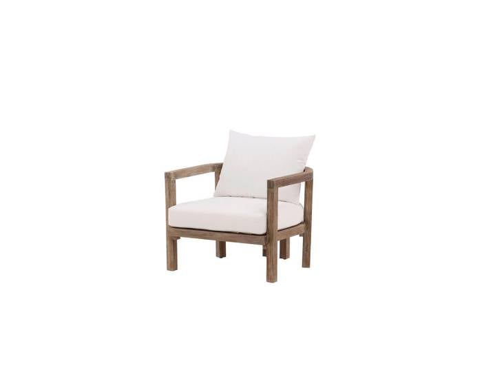 Gardenson Loungesessel, Natur, Weiß, Holz, Akazie, 70x55x70 cm, Loungemöbel, Loungesessel