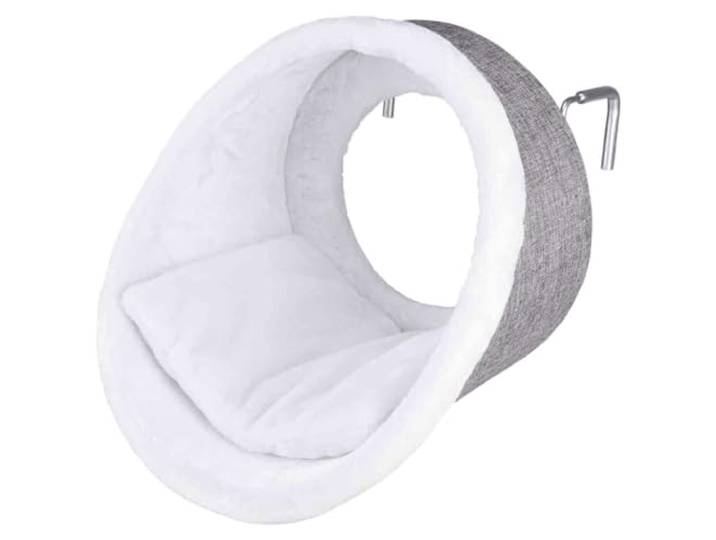 Trixie 43144 Hängehöhle für Heizkörper, rund, ø 38 × 34 cm, weiß/grau Gemütlicher Rückzugsort mit herausnehmbarem Kissen – für Katzen bis 5 kg, kuschelig, pflegeleicht und angenehm weich