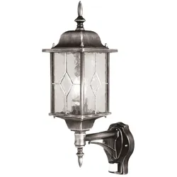 Elstead Lighting Wexford Außenwandleuchte mit PIR E27 in Schwarz und Silber mit Bleiglas