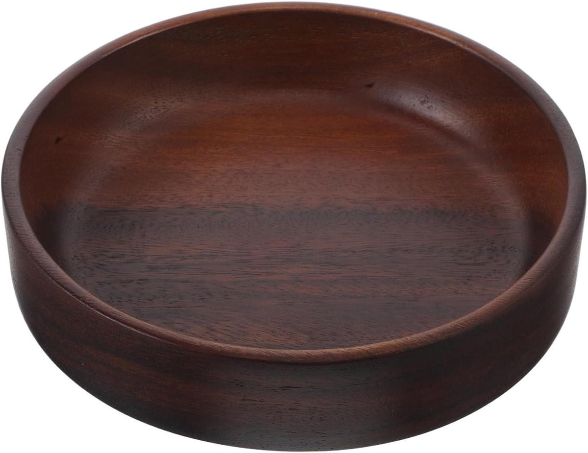 Houten fruitschaal - Ronde schaal voor het serveren van eten - Bruin - Diameter: 20 cm