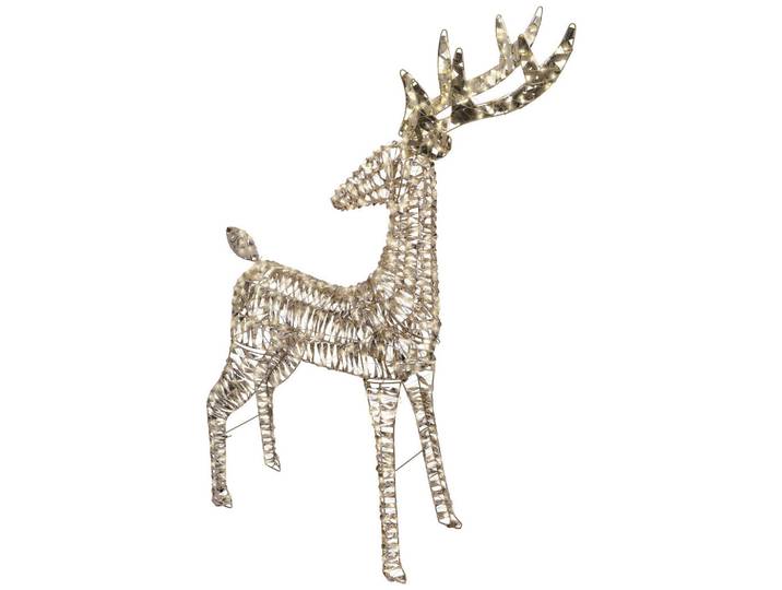 X-Mas Dekorentier, Goldfarben, Metall, Kunststoff, Uni, 1 mm, Rentier, 18x130x65 cm, RoHS, CE, LED-Beleuchtung, Dekoration, Weihnachtsdekoration, Winterdeko